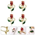 thumbnail image 4 of MasteelfCA 4Pcs Rose Napkin Rings Metal Napkin Rings Western Restaurant Napkin Rings Table Napkin Decor, 4 of 8