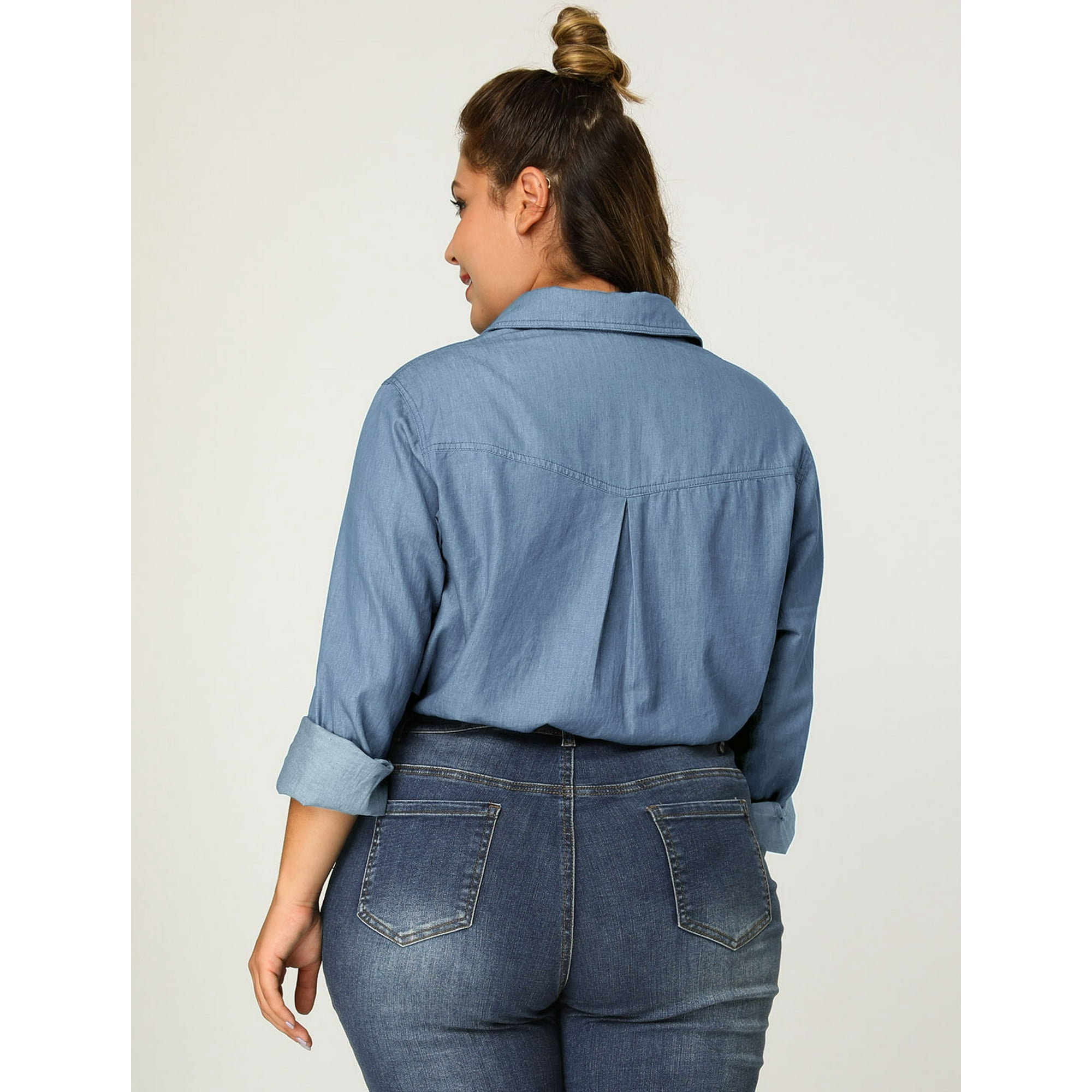 GRACE GRANDEUR Chemise en Denim à Manches Longues pour Femmes - Main Image