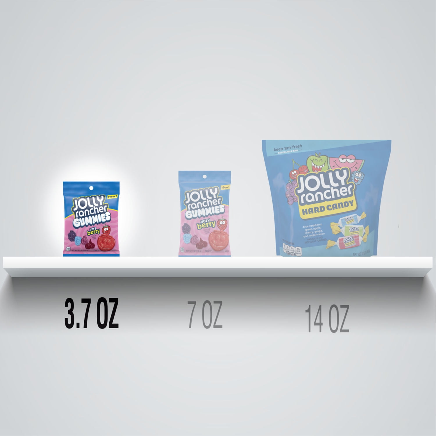 Jolly Rancher Gummies Very Berry Assorted Fruit Flavored Candy, Bag 3.7 oz