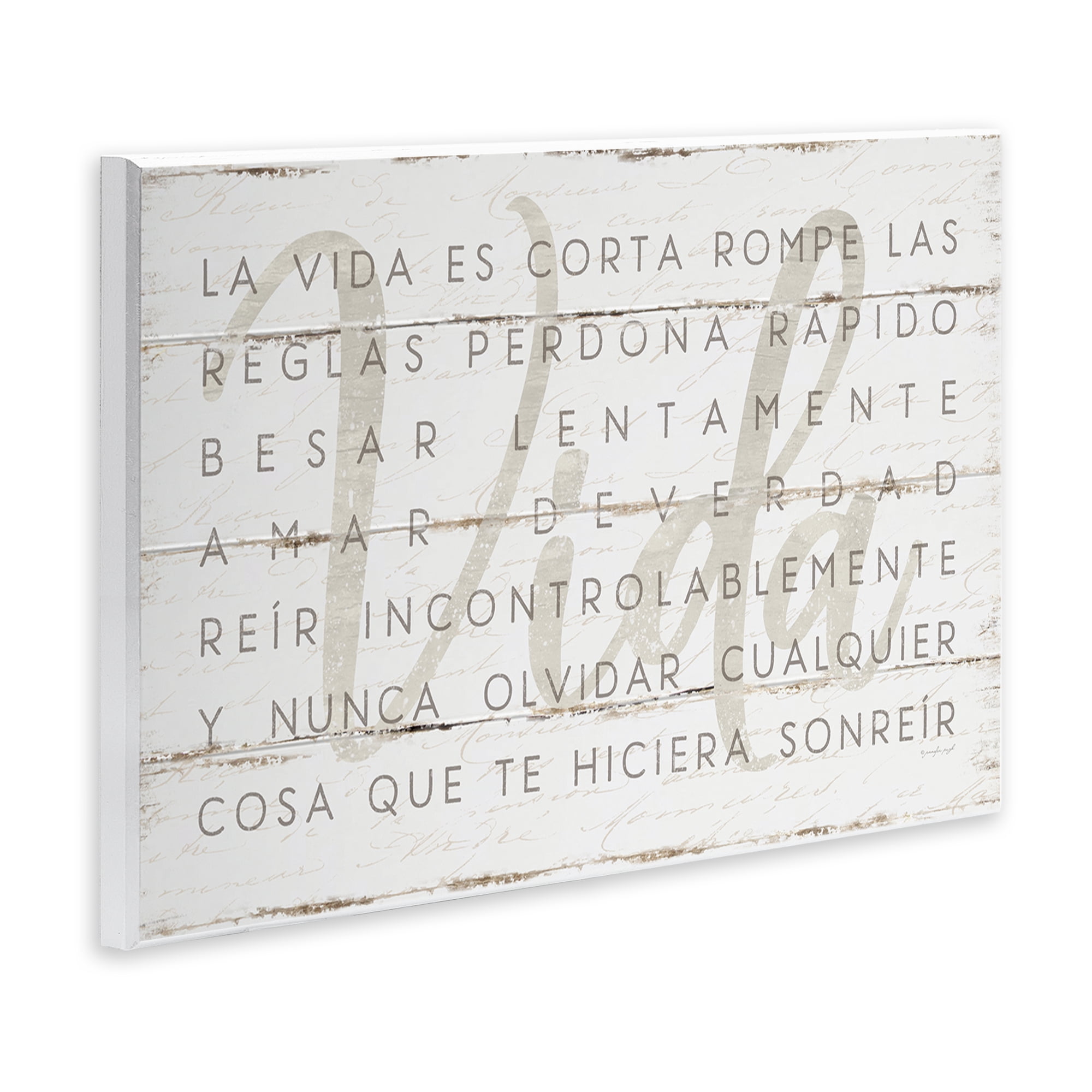 Stupell Industries La Vida es Corta Inspirational Quotes & Sayings Painting Unframed Art Print Wall Art, 19 x 13