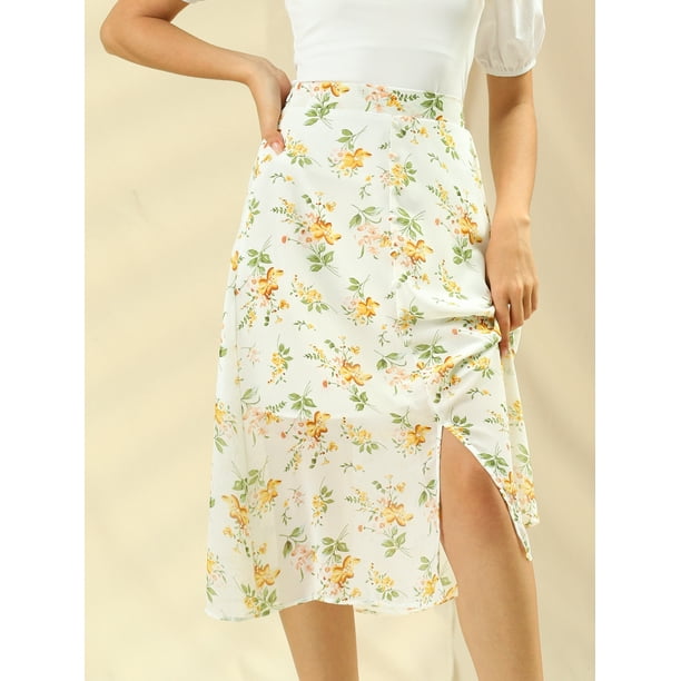 Jupe mi longue fluide fleurie hot sale