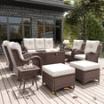 thumbnail image 2 of LayinSun 10 Pieces Outdoor Patio Furniture Set with Fire Pit Table, Rattan Wicker Sectional Swivel Rocker Chairs Sets with Ottomans, Swivel Glider Chairs and Coffee Table, 2 of 8