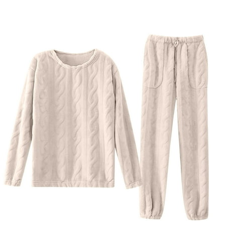 

QIIBURR Flannel Pajama Pants Women Fashion Flannel Thickened Plus Velvet Homewear Pajama Pants Sets Pajama Sets for Women Soft