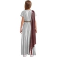 thumbnail image 7 of iiniim Kids Girls Greek Toga Robe Short Sleeve Metallic Ancient Greece Gown Princess Dress Halloween Cosplay Silver 8, 7 of 7