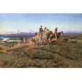 thumbnail image 2 of Russell, Charles Marion 32x23 Gold Ornate Wood Framed with Double Matting Museum Art Print Titled - Men of the Open Range, 2 of 4