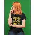 thumbnail image 2 of St Patrick's Day Shake Your Shamrocks Women Black T-Shirt, Female Large, 2 of 4
