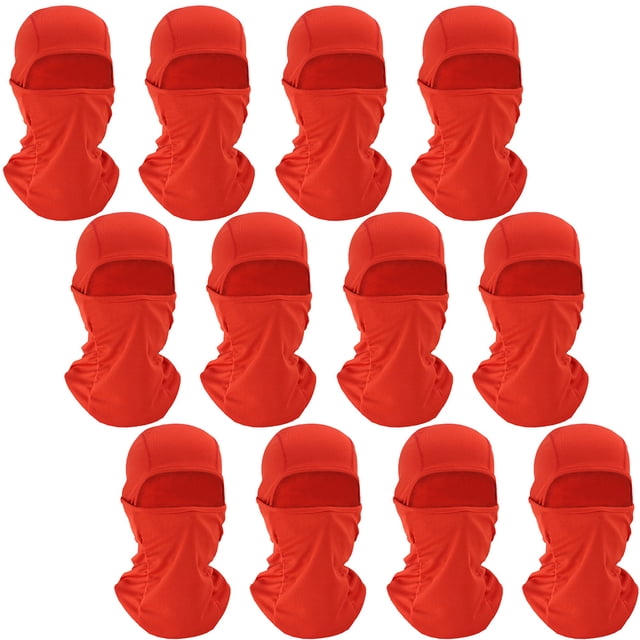 TOPTIE Lot de 12 Cagoules Noires, Cagoule Ajustable en Maille Rafraîchissante pour Protection Solaire UV Extérieure - 12 Pcs Rouge