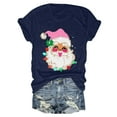 thumbnail image 5 of larppty Christmas Shirts Women Santa T-Shirts Xmas Graphic Tee Holiday Tops (Navy, S), 5 of 6