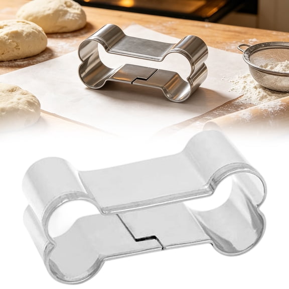 Clearance Under $0.94! 4 Pcs Dog Bone Cookie Cutters, Stainless Steel Baking Molds for Pet Treats (Silver, One Size)