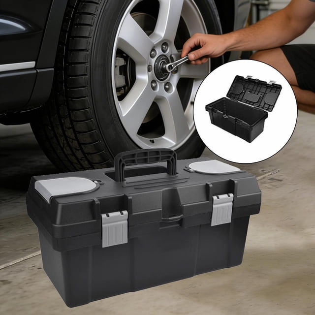 Caja de herramientas portátil organizador contenedor de transporte contenedor de almacenamiento ergonómico negro para 405 x 195 x 185 cm