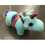 Fun Stuff Small Teal Unicorn with Rainbow Manes Plush Toy - 7"