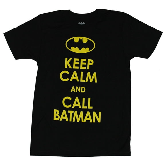 Batman (DC Comics) Mens T-Shirt - Keep Calm and Call Batman Word Logo (Small)