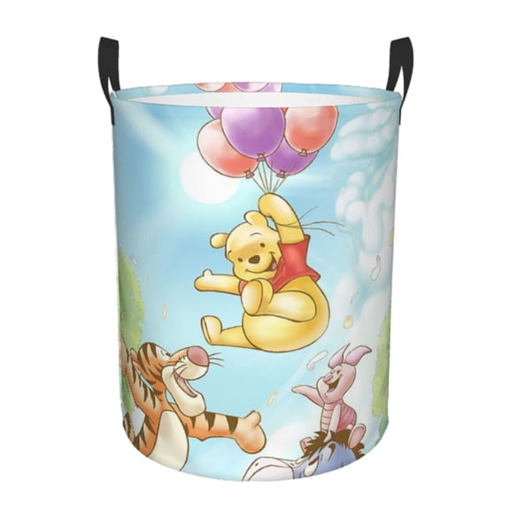 Eeyore Laundry Hamper with Handles, Foldable Waterproof Circular Basket, Kids Toys Dirty Clothes Storage Organizer Basket for Bedroom Bathroom Nursery Dorm Small