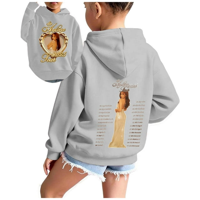 SgJHXb Chandail à Capuche Décontracté pour Filles avec Imprimé Lettre Élégant, Col Rond Confortable pour Usage Quotidien, Chandails en Molleton pour Filles Tailles 9-10 Ans