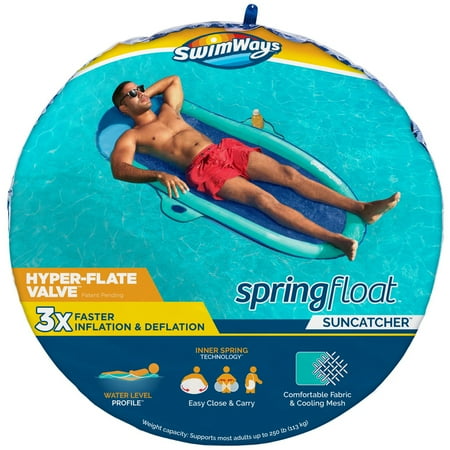 SwimWays Spring Float SunCatcher Inflatable Pool Lounger with Hyper-Flate Valve  Pool Float