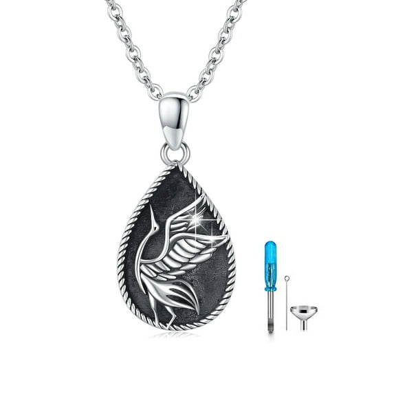 Cuoka Urn for Ashes Necklace 925 Sterling Silver Teardrop Pendant Necklaces Memorial Jewelry Gifts for Grandma Grandpa Dog Cat Ashes