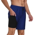 thumbnail image 3 of Picia Navy Blue pattern Mens Swim Trunks with Compression Liner Stretch Beach Shorts Quick Dry with Zipper Pockets No-Chafing Board Shorts-Small, 3 of 9