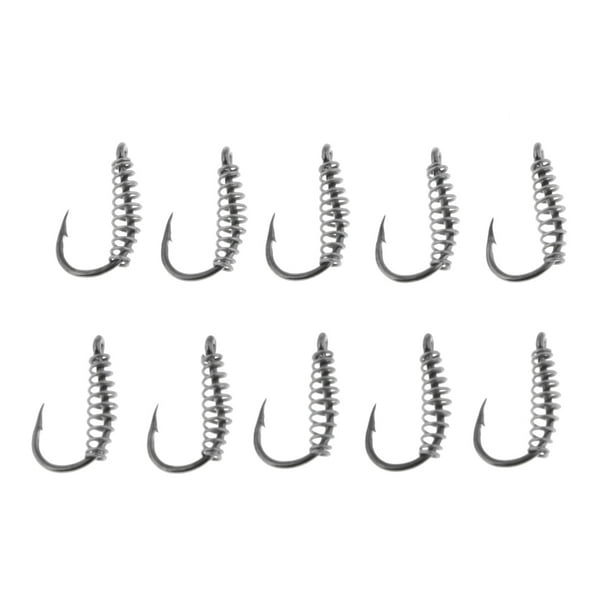 10pcs Spring Barbed Fishing Hooks with Hole Carp Fishhook Hook Size 3 Hook  