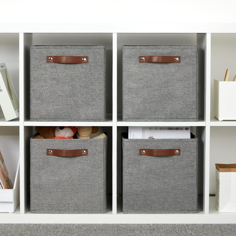 DULLEMELO Cube Storage Bins,12 x 12 x 12 inch Fabric Storage Cubes for  Organizing,Collapsible foldable Linen Canvas Closet Storage Bins for  Shelves