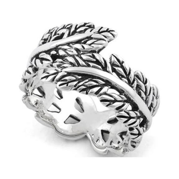 925 Sterling Silver Oxidized Platinum Plated Laurel Women Valentines Day Gifts Ring