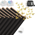 thumbnail image 1 of 40 Sheets Flower Wrapping Paper with 4 Rolls Flower Ribbons, 20 Cards, 36 Pcs 3D Gold Butterflies ,Black, 1 of 4