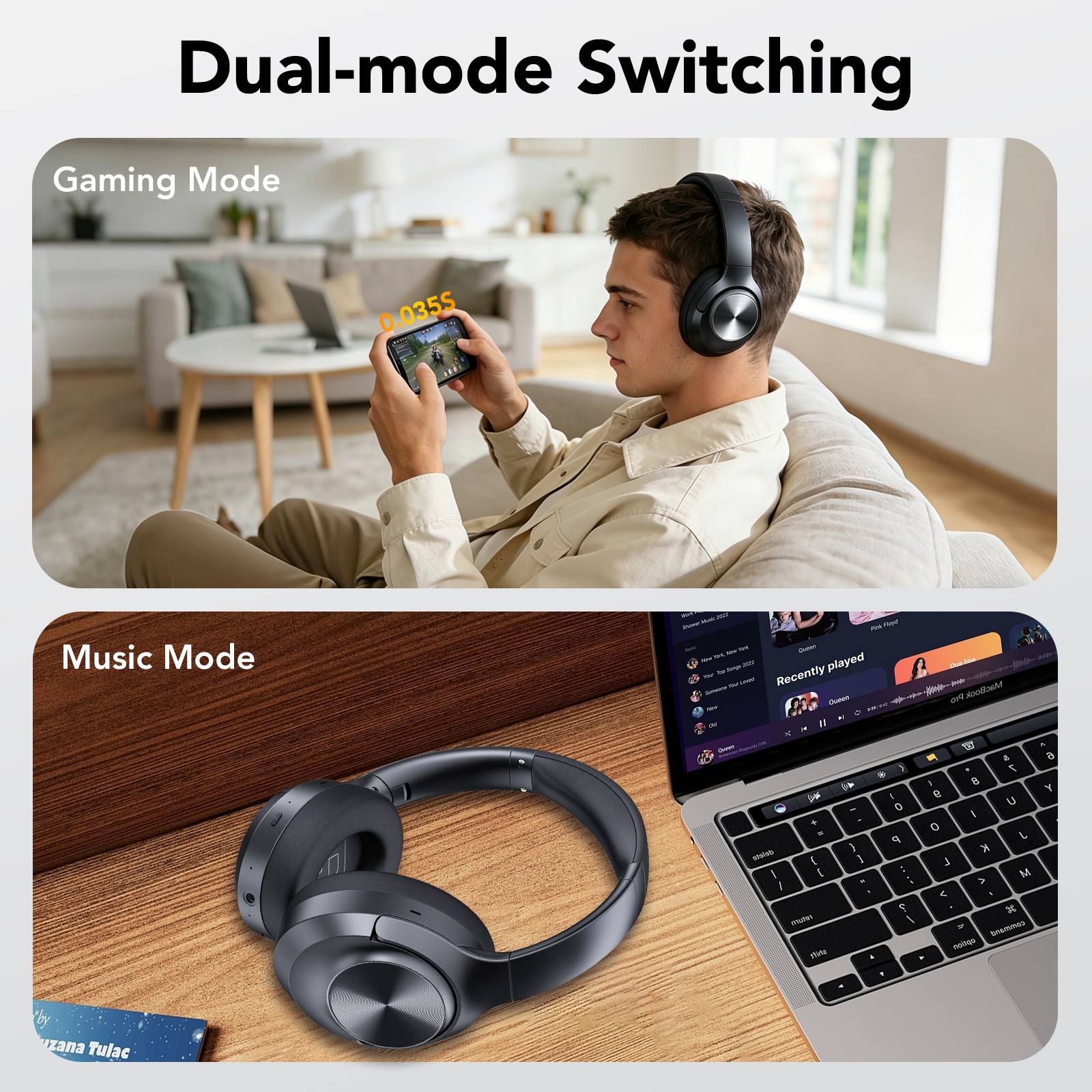 IKT Hybrid Active Noise Cancelling Headphones, 100-Hour Battery photo 6