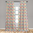 thumbnail image 5 of Ambesonne Autumn Curtains, Colorful Warm Tones Rounds, Pair of 28"x63", Fuchsia and Pale Teal, 5 of 5