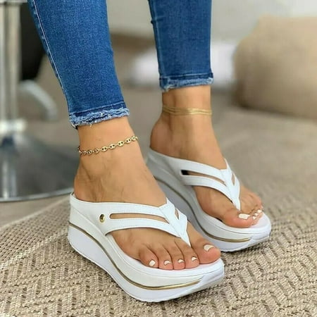 

Christmas Women s Fashion Summer Slope Heel Platform Flip Flops Hollow Flip Flops