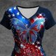thumbnail image 5 of Camiseta de Manga Corta de la Mujer Casual Cómodo de Impresión con Cuello en V para el Aniversario Patriótico, Verano Otoño Uso Diario, 5 of 5