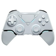UHM Wireless Controller for P4/Pro/Slim/PC,Bluetooth Gamepad Remote Joystick with LED Light/Double Shock/Touchpad/Stereo Headphone Jack/Six-axis Motion/Programmable/Turbo, Technology White