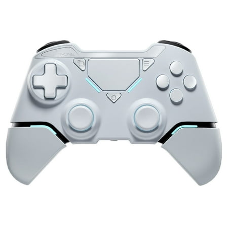 UHM Wireless Controller for P4/Pro/Slim/PC,Bluetooth Gamepad Remote Joystick with LED Light/Double Shock/Touchpad/Stereo Headphone Jack/Six-axis Motion/Programmable/Turbo, Technology White