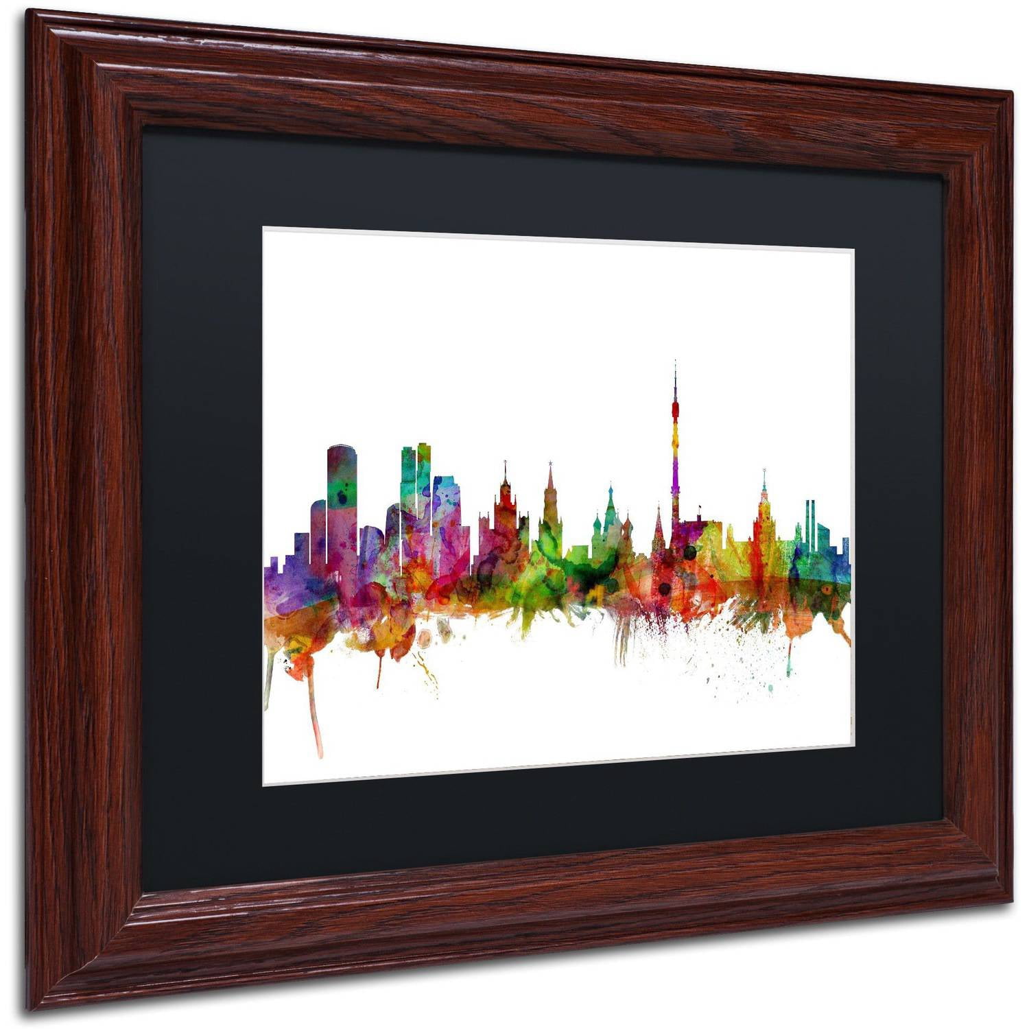 Trademark Fine Art "Moscow Russia Skyline" Canvas Art by Michael Tompsett Black Matte, Wood Frame