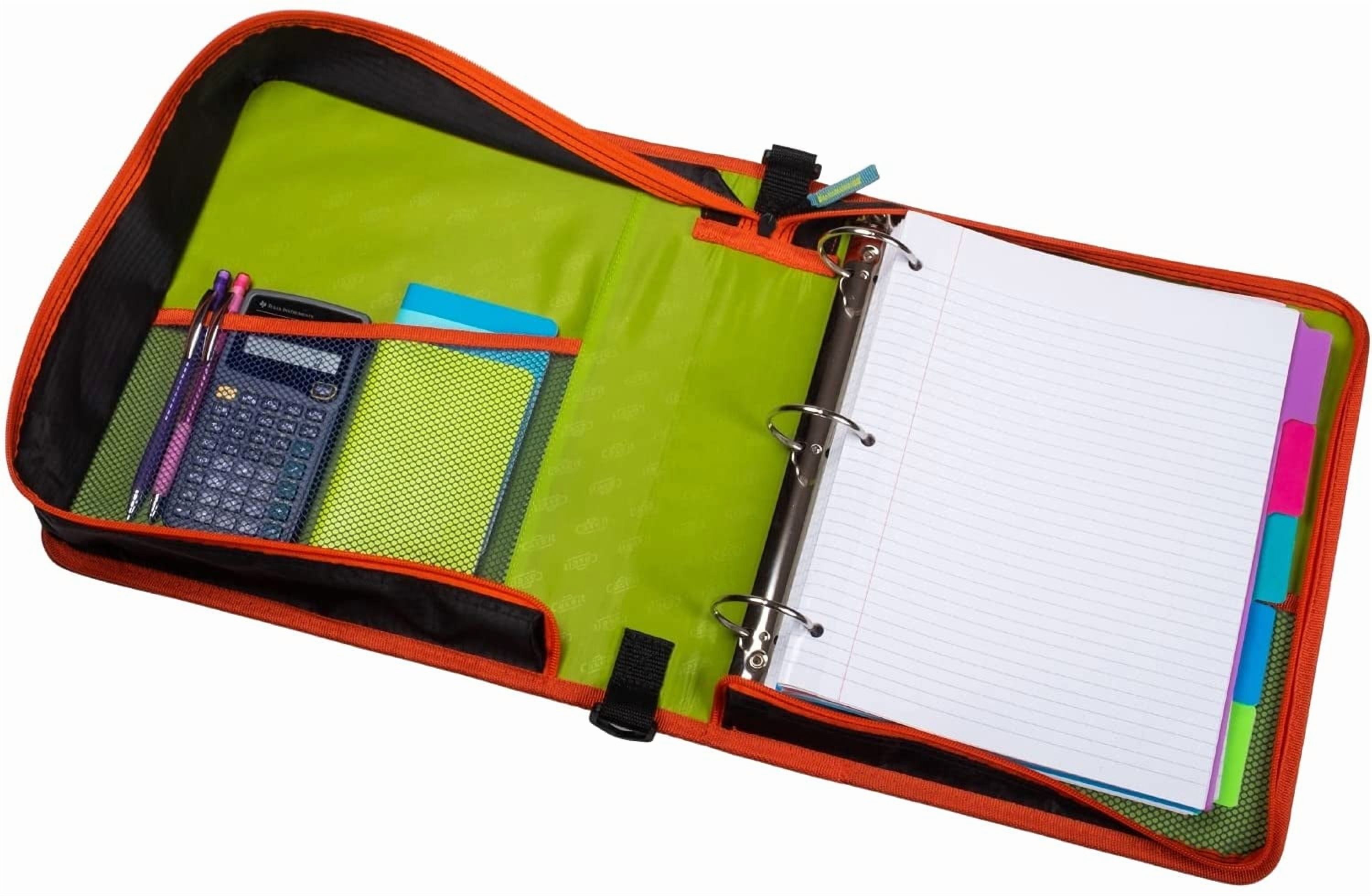 Case-it Sidekick Zipper Binder with 5-Color Tabbed Expanding File for Office, Aqua