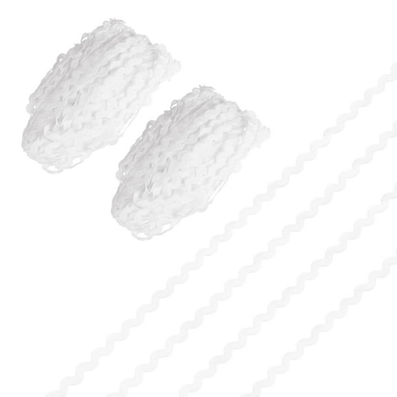 2-Pack Rick Rack Trim, 28 Yard 5mm / 0.2 Inch Wave Bending Fringe Trimming Ribbon, Polyester RIC Rac Trim [White]