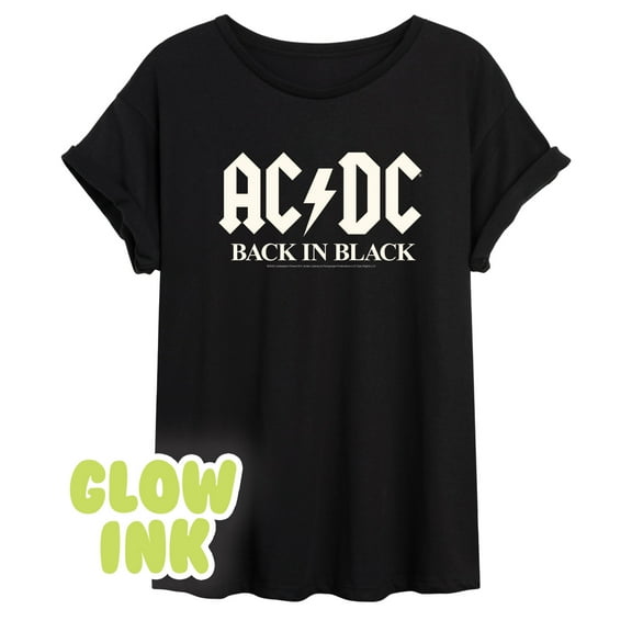 ACDC - Glow In The Dark - Back In Black - Juniors Ideal Flowy Muscle T-Shirt