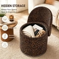 thumbnail image 5 of Casa Pura Furniture Swivel Accent Chair with Storage, Round Upholstered Barrel Chair with Foldable Backrest, Brown Leopard, 5 of 7