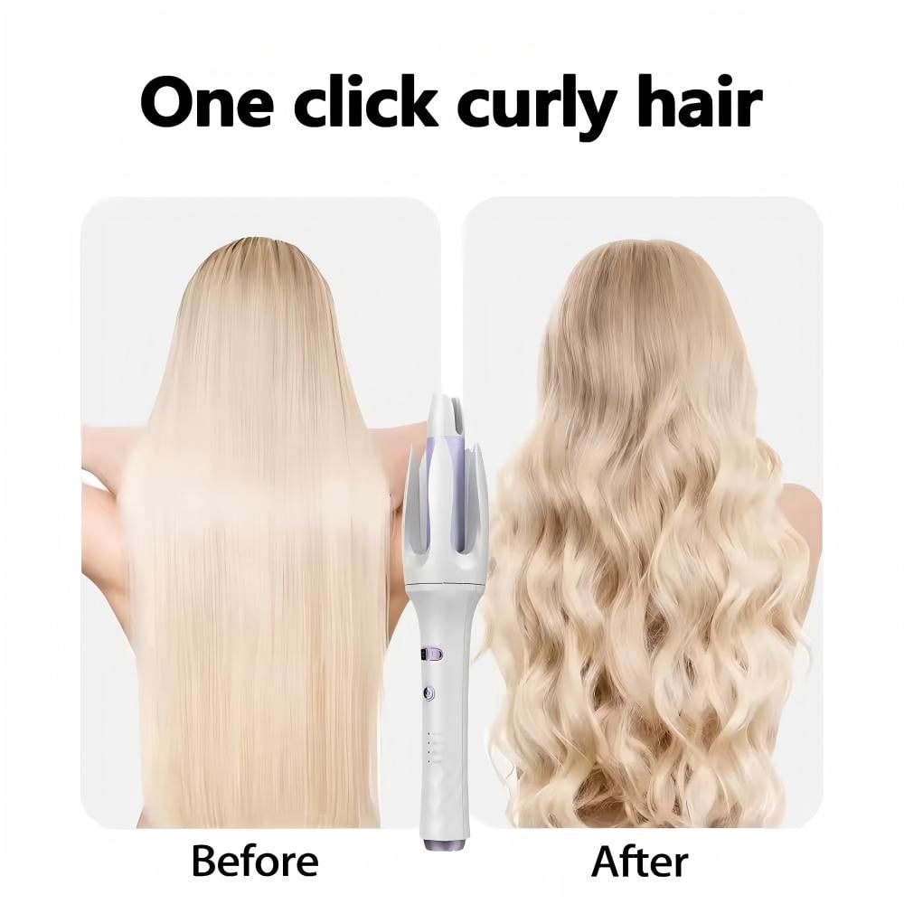 Automatic Curling Iron, Negative Ion Hair Curling Wands with 3 Temperature & Automatic Shut-Off & 30s Fast Heating, Portable Anti-Tangle Rotating Curling Iron for Hair Styling for Home Travel (US)