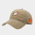 thumbnail image 4 of NIEWTR United States 250 Year Anniversary Hat, Flag Print Design, Retro Washed Adjustable Cap(A01-Khaki,One Size), 4 of 5