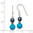 thumbnail image 2 of 925 Sterling Silver FW Cultured Black Pearl & Turquoise Dangle Earrings, 2 of 5