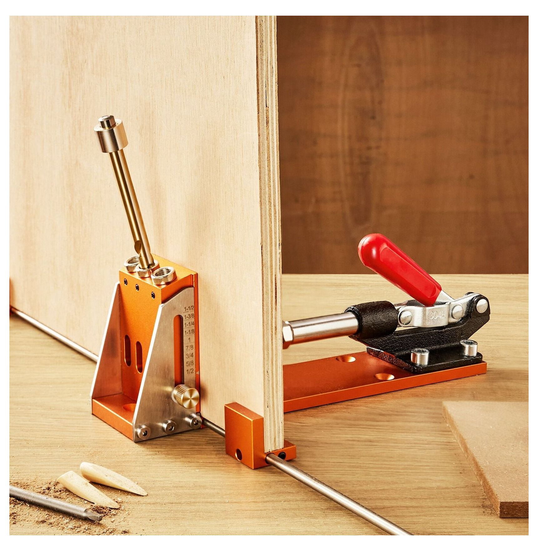 Pocket Hole Jig Set Joinery Woodworking System Adjustable Depth w/ Clamp
