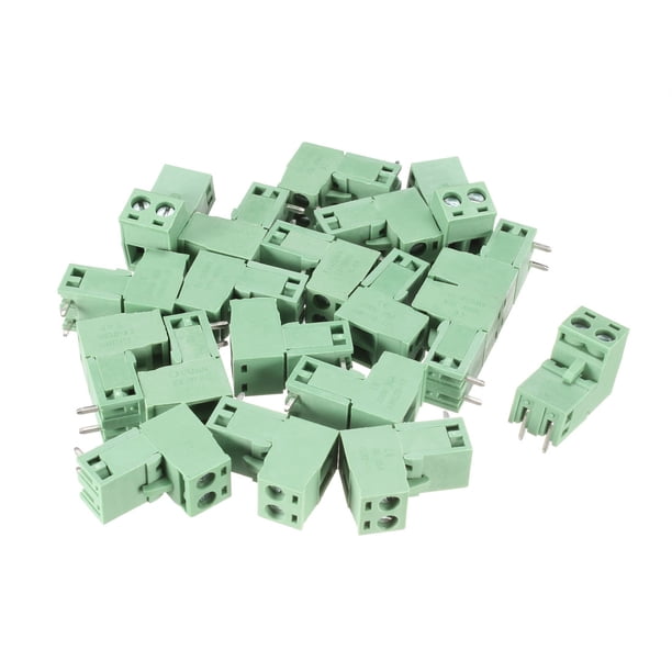 20 Pcs Conector de Bloque de Terminal de Tornillo Enchufable de 2 Pines en Ángulo Recto EX2ED 5.08mm 300V 10A