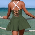 thumbnail image 7 of Xijirk One Piece Swimsuit Women,Color Swimwear Skirted Bottom with Side Pockets Bathing Suit Comfortable Flowy One Piece Swimsuit Practical Swimwear for Beach Pool,Swimsuit for Women,M,Army Green, 7 of 7