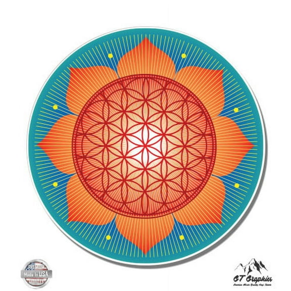 Sacred Geometry Flower - 3" Vinyl Sticker - For Car Laptop I-Pad Phone Helmet Hard Hat - Waterproof Decal