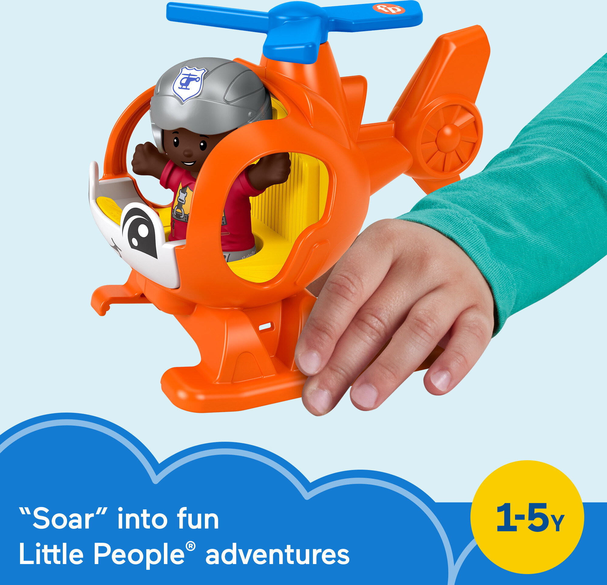 Fisher-Price Little People Helicopter Toy & Pilot Figure Set for Toddlers, 2 Pieces - image 2 of 6