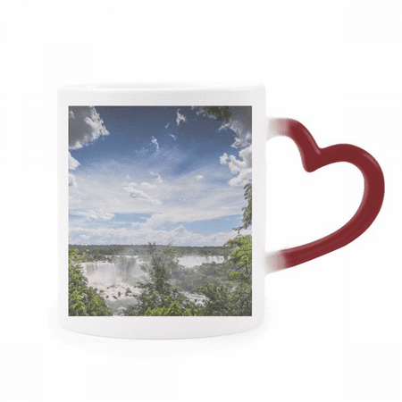 

Forestry Green Waterfall Science Nature Scenery Heat Sensitive Mug Red Color Changing Stoneware Cup