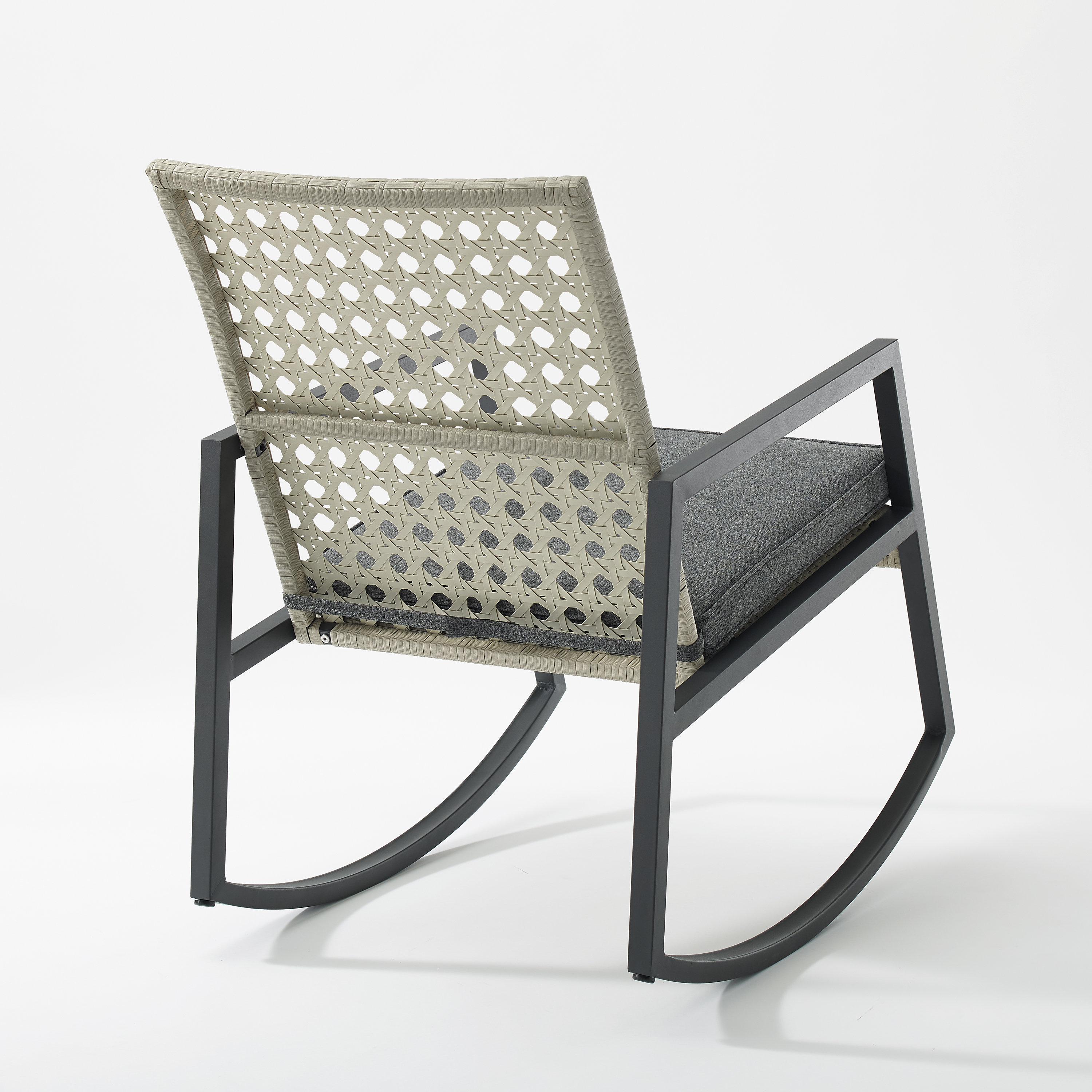 Manor Park Modern Patio Rattan Rocking Chair, Light Grey/Grey