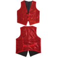 thumbnail image 2 of GiLiling Girls Sparkly Sleeveless Jackets Open Front Ribbed Dance Dress Vest with Pockets Kids Trendy Performance (Red, 3-4 Years), 2 of 3