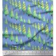 thumbnail image 1 of Soimoi Blue Rayon Crepe Fabric Christmas Tree Printed Fabric 1 Yard 46 Inch Wide, 1 of 3