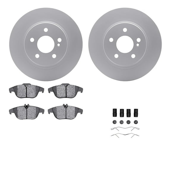 Dynamic Friction Company Rear Geospec Brake Rotors with 5000 Euro Ceramic Brake Pads includes Hardware 4612-63054