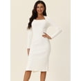 thumbnail image 2 of DARING DIVA Slim Fit Ribbed Knit Bodycon Sweater Dress L White, 2 of 6